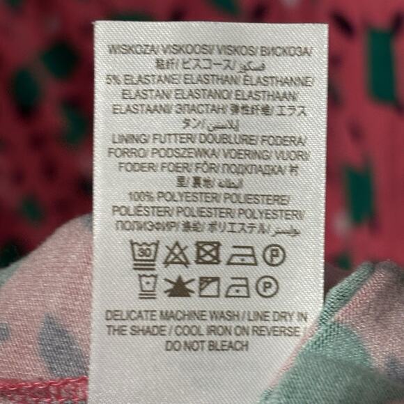 Boden Effie Jersey Pink Midi Dress Size 16/18R Lime Print Sleeveless V-Neck - Picture 7 of 8